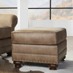 Leinster Faux Leather Arm Chair and Ottoman 2 pieces set