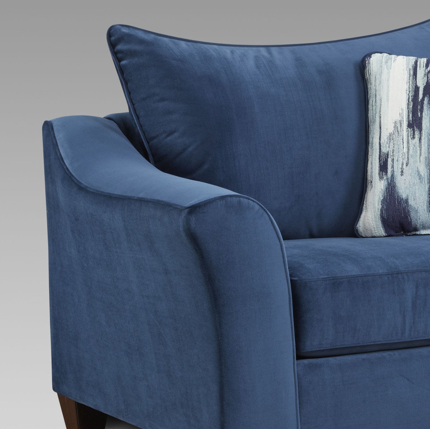 Camero Fabric Pillowback 3-Piece Sofa Set, Navy Blue