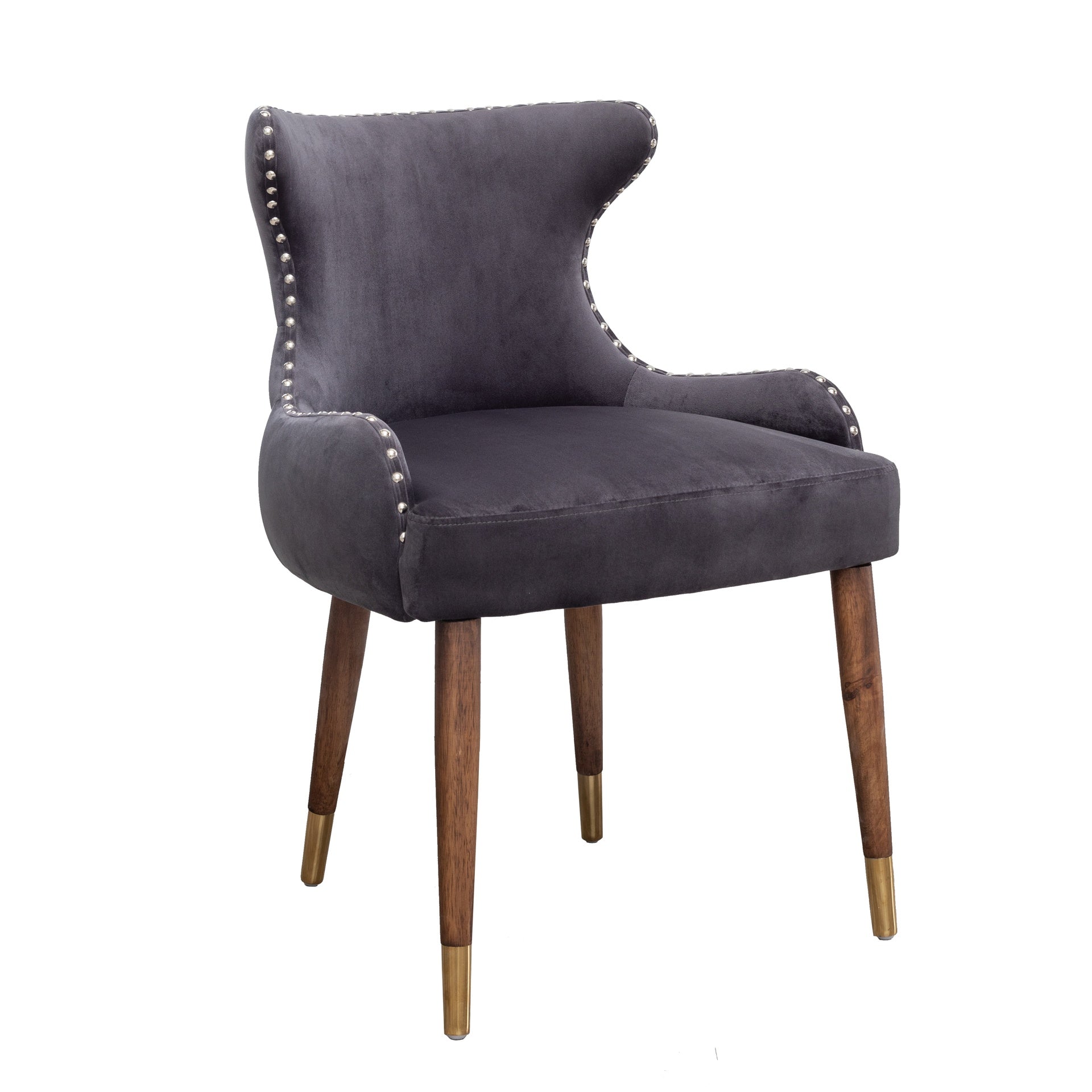 Lindale Contemporary Velvet Upholstered Nailhead Trim Accent Chair, Gray