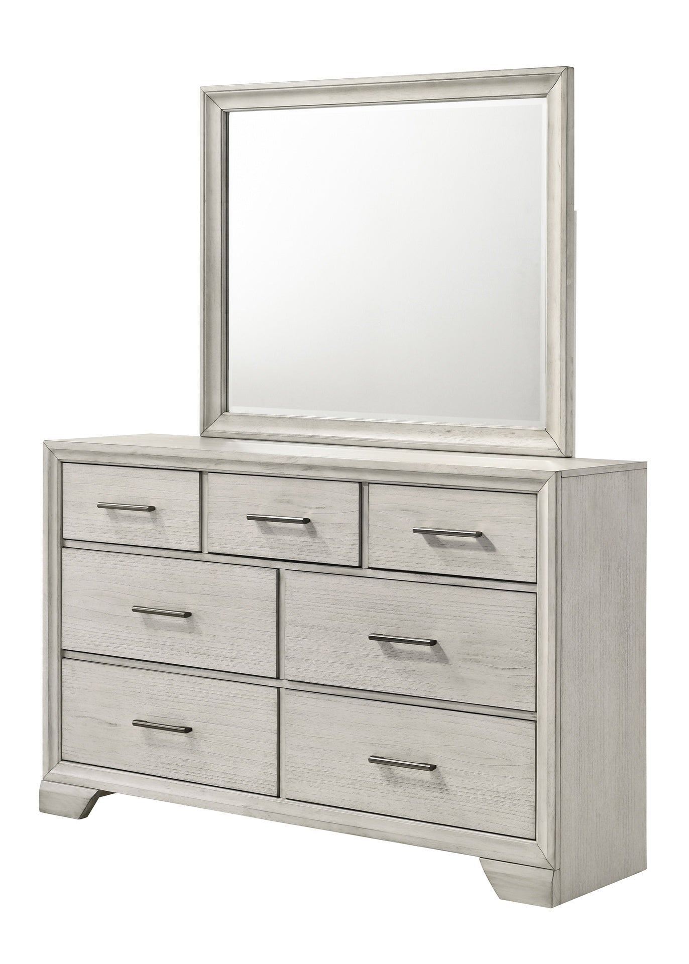 1pc Contemporary Style Storage Drawers Dresser Bedroom Solid Wood Wooden Furniture White Mist Finish