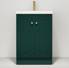 24" Freestanding Bathroom Vanity with White Resin Sink  & 2 Soft-Close Cabinet Doors (KD-Packing)