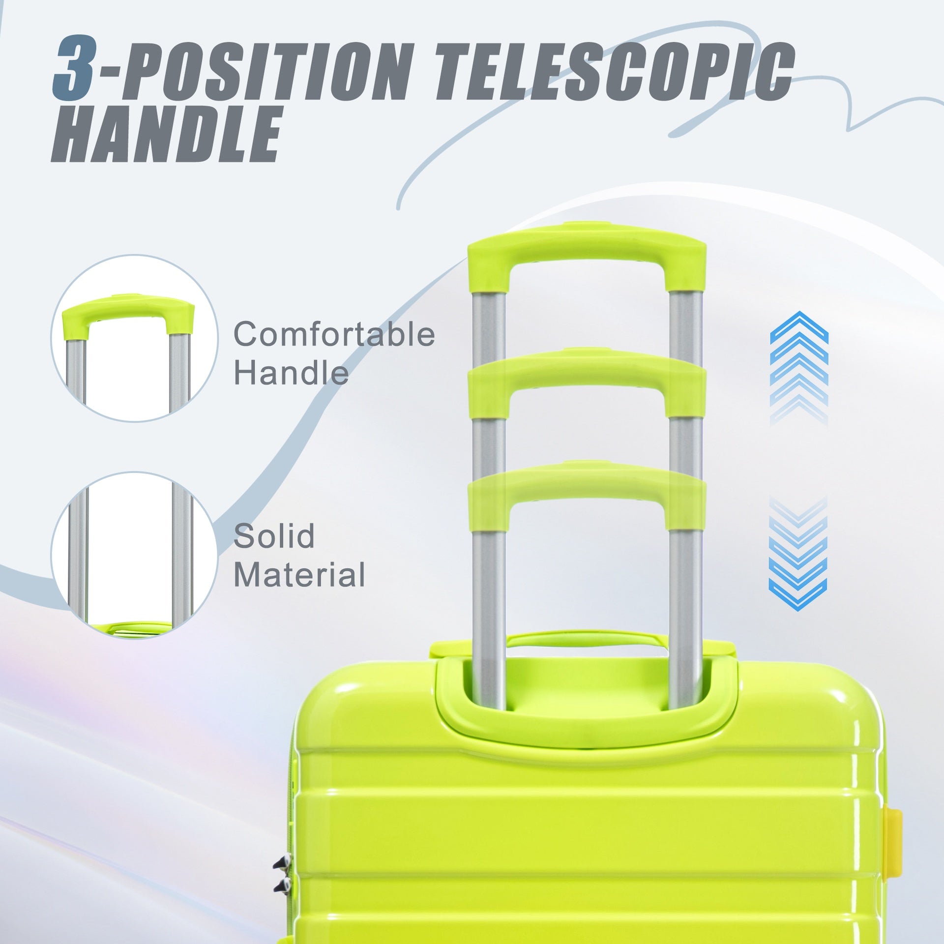 20"/24"/28" 3 pcs/set in PC Spinner Wheel Luggage, Carry on Suitcase, With Gradient Color and Combination Lock(Yellow+Green)