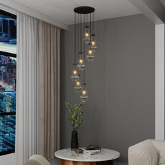 7 Light Dining Room Pendant Light, Large Chandelier Adjustable Hanging Line, Black Living Room Pendant Light, Foyer Chandelier, Stairwell Pendant Lights, Bedroom Chandeliers