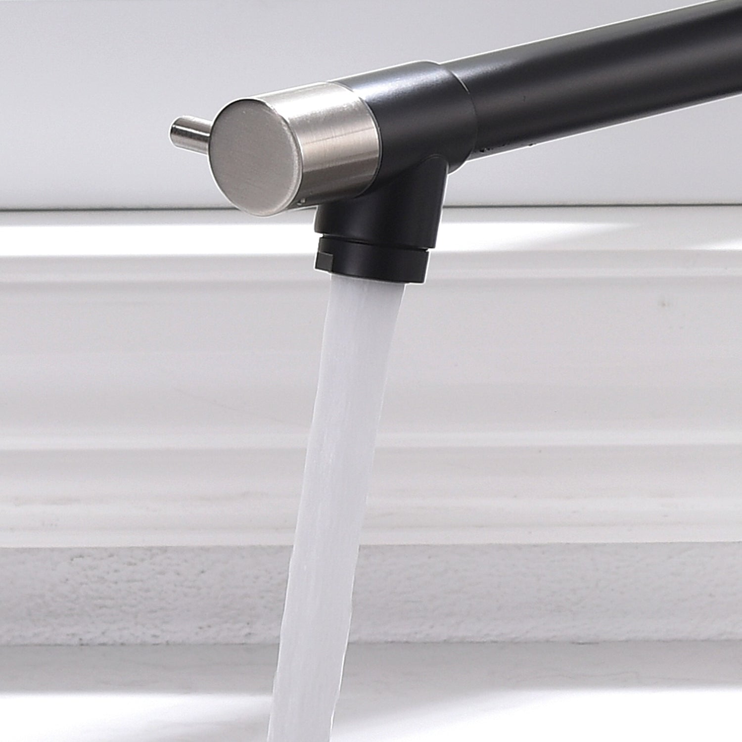 Commercial Kitchen Faucet Pull Down Sprayer Black and Nickel,Single Handle Kitchen Sink Faucet