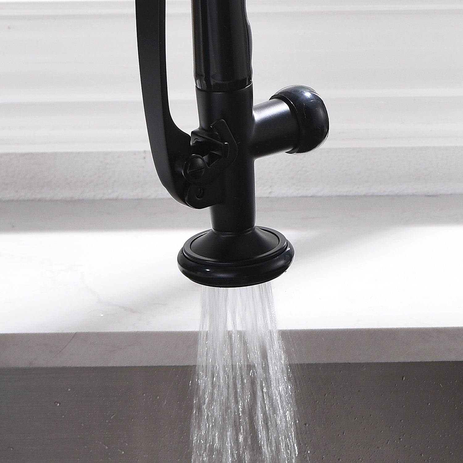 Commercial Kitchen Faucet Pull Down Sprayer Black and Nickel,Single Handle Kitchen Sink Faucet