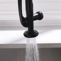 Commercial Kitchen Faucet Pull Down Sprayer Black and Nickel,Single Handle Kitchen Sink Faucet