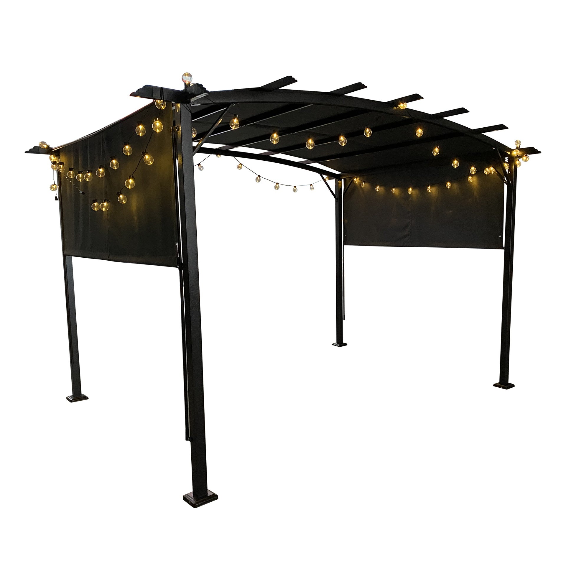 12 x 9 Ft Outdoor Pergola Patio Gazebo,Retractable Shade Canopy,Steel  Frame Grape Gazebo,Sun shelter Pergola for Gardens,Terraces,Backyard Same as W419S00033