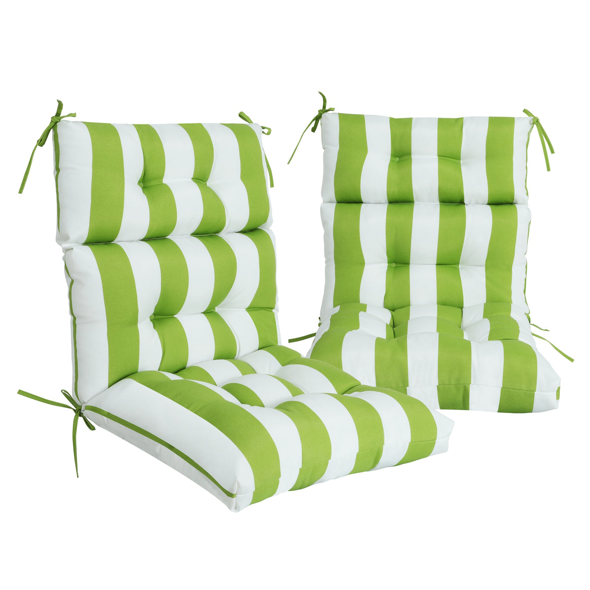 2 Pcs Set High Back Patio Chair Cushions, Tufted Rocking Chair Cushions, Adirondack Cushions for Garden Porch Home Office Chair Use,44'' x 22''x 4'', 2 Pack-Kiwi & White