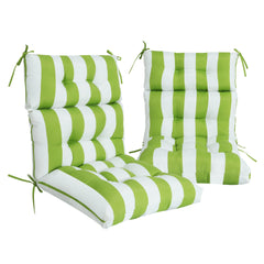 2 Pcs Set High Back Patio Chair Cushions, Tufted Rocking Chair Cushions, Adirondack Cushions for Garden Porch Home Office Chair Use,44'' x 22''x 4'', 2 Pack-Kiwi & White