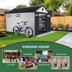 8 ft. W x 12 ft. D Plastic Storage Shed with Floor