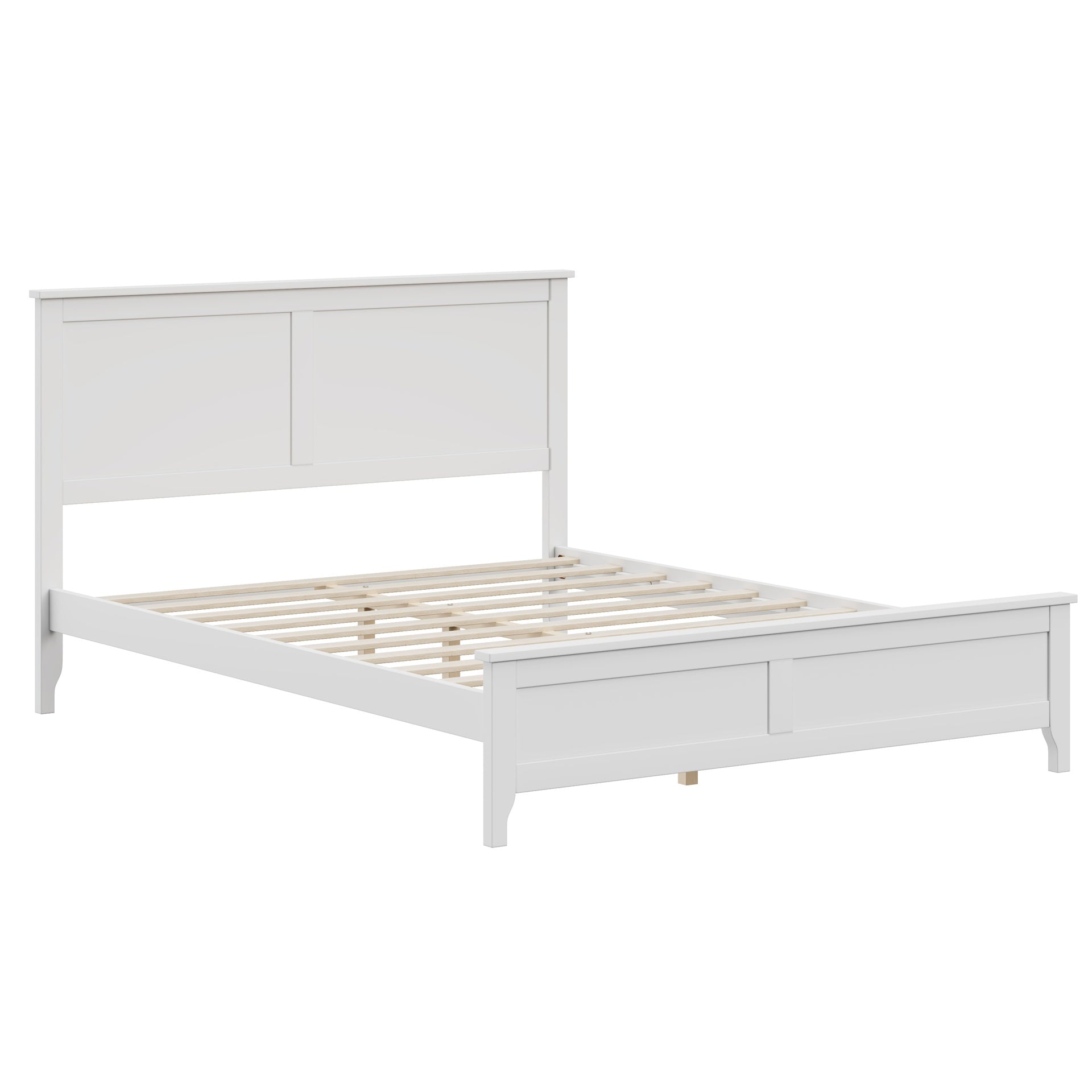 Modern Solid Wood Queen Size Platform Bed with Sturdy Wooden Slats Support,No Box Spring Needed, White(Old SKU:N701P301000K)