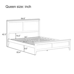 Modern Solid Wood Queen Size Platform Bed with Sturdy Wooden Slats Support,No Box Spring Needed, White(Old SKU:N701P301000K)