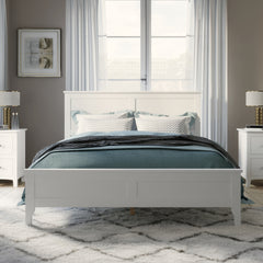 Modern Solid Wood Queen Size Platform Bed with Sturdy Wooden Slats Support,No Box Spring Needed, White(Old SKU:N701P301000K)