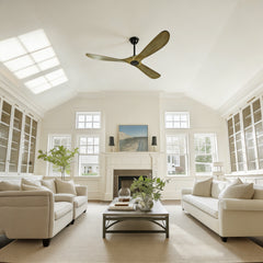 52" Wood Ceiling Fan no Light, 52 Inch Ceiling Fans without Lights with Remote Control and Wall Switch, Indoor Outdoor Ceiling Fan no Light for Patio,Indoor,Living Room,Bedroom,Farmhouse--ASH