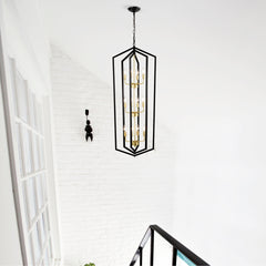 12-Light Lantern Tired Farmhouse Ceiling Hanging Light Black Chandelier Metal Modern Pendant Light Fixtures for Kitchen Island Dining Room Living Room Foyer Entryway(E12 Bulbs Not Included)