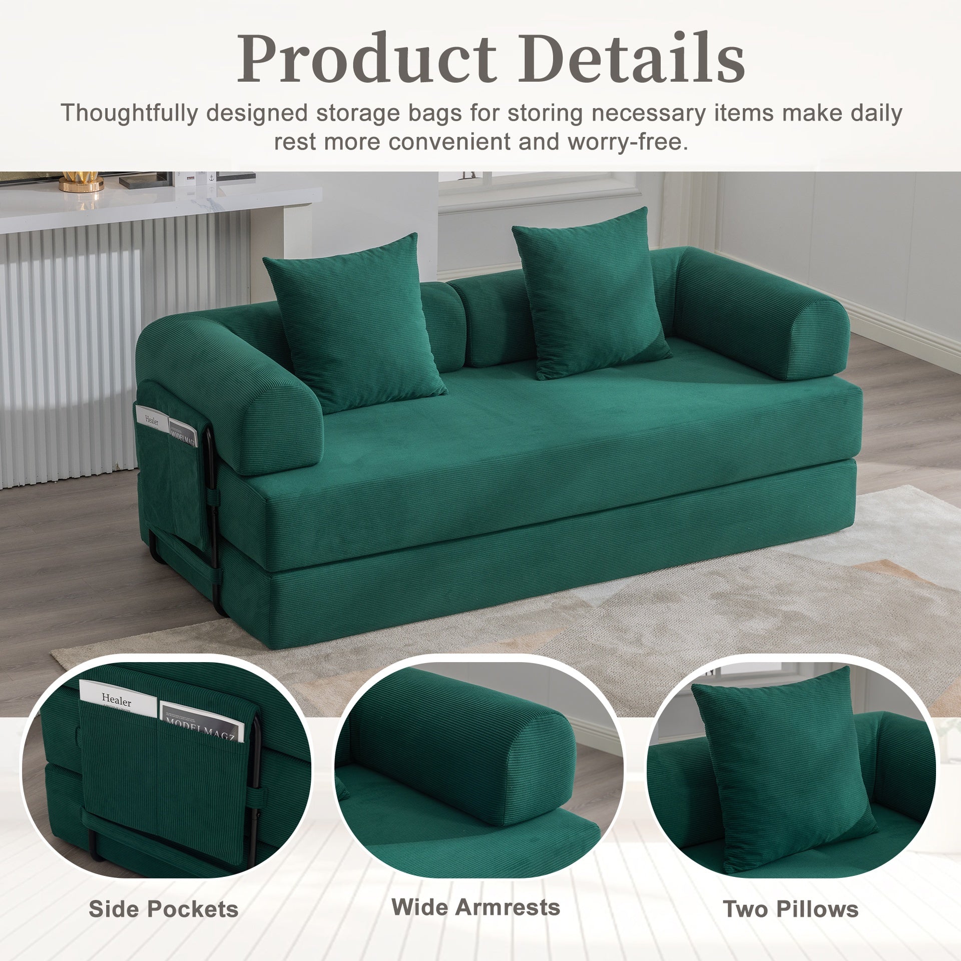 UNITED WE WIN Foldable and compressible sofa, featuring a sturdy metal frame, It allows you to freely create a personalized leisure area. A combination of modern metal and fabric for Small Spaces