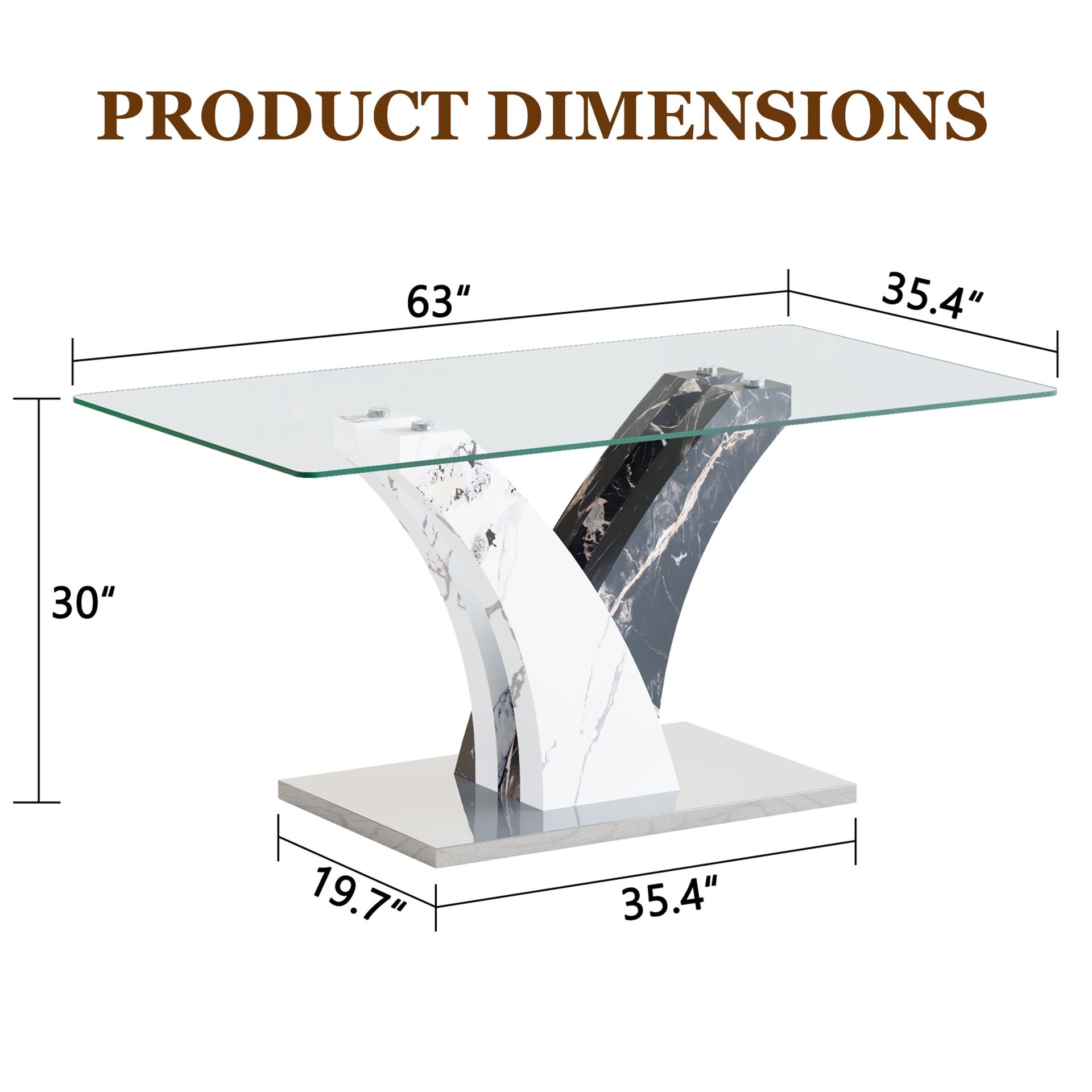 Modern dining table, tempered glass countertop, and artistic MDF legs are perfect for hosting dinners, conferences, home, and office decorations.