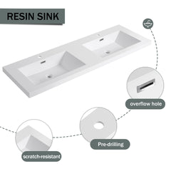 60" Freestanding Bathroom Vanity with Double Resin Sink & 4 Soft-Close Cabinet Doors (KD-Packing)-W999S00298