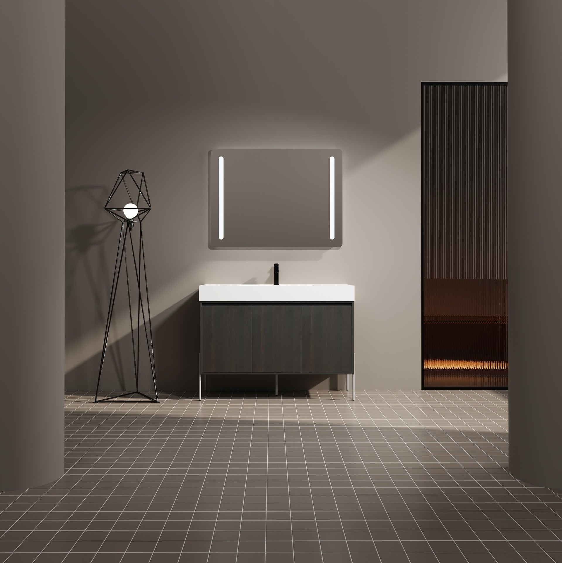 48" Freestanding Bathroom Vanity with Resin Sink, Storage Cabinet with Soft Closed Doors (KD-Package)