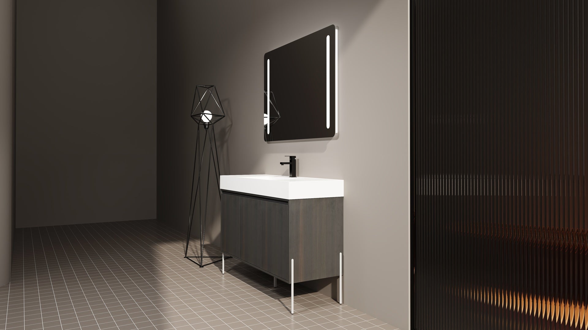 48" Freestanding Bathroom Vanity with Resin Sink, Storage Cabinet with Soft Closed Doors (KD-Package)