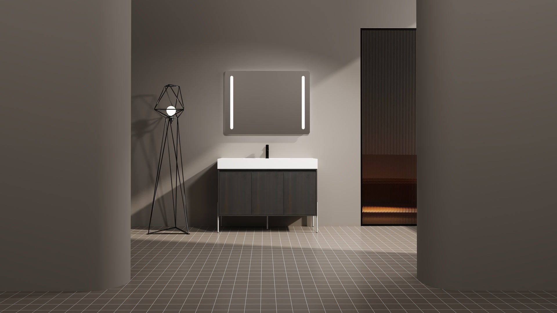 48" Freestanding Bathroom Vanity with Resin Sink, Storage Cabinet with Soft Closed Doors (KD-Package)