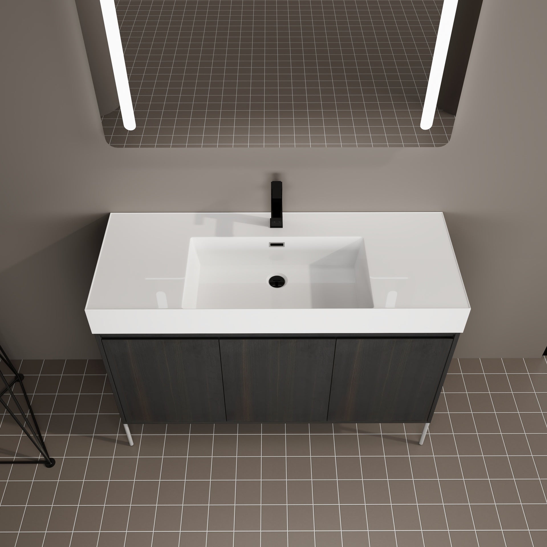 48" Freestanding Bathroom Vanity with Resin Sink, Storage Cabinet with Soft Closed Doors (KD-Package)