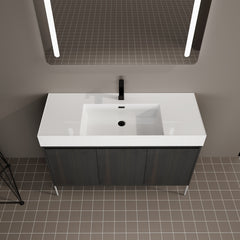48" Freestanding Bathroom Vanity with Resin Sink, Storage Cabinet with Soft Closed Doors (KD-Package)