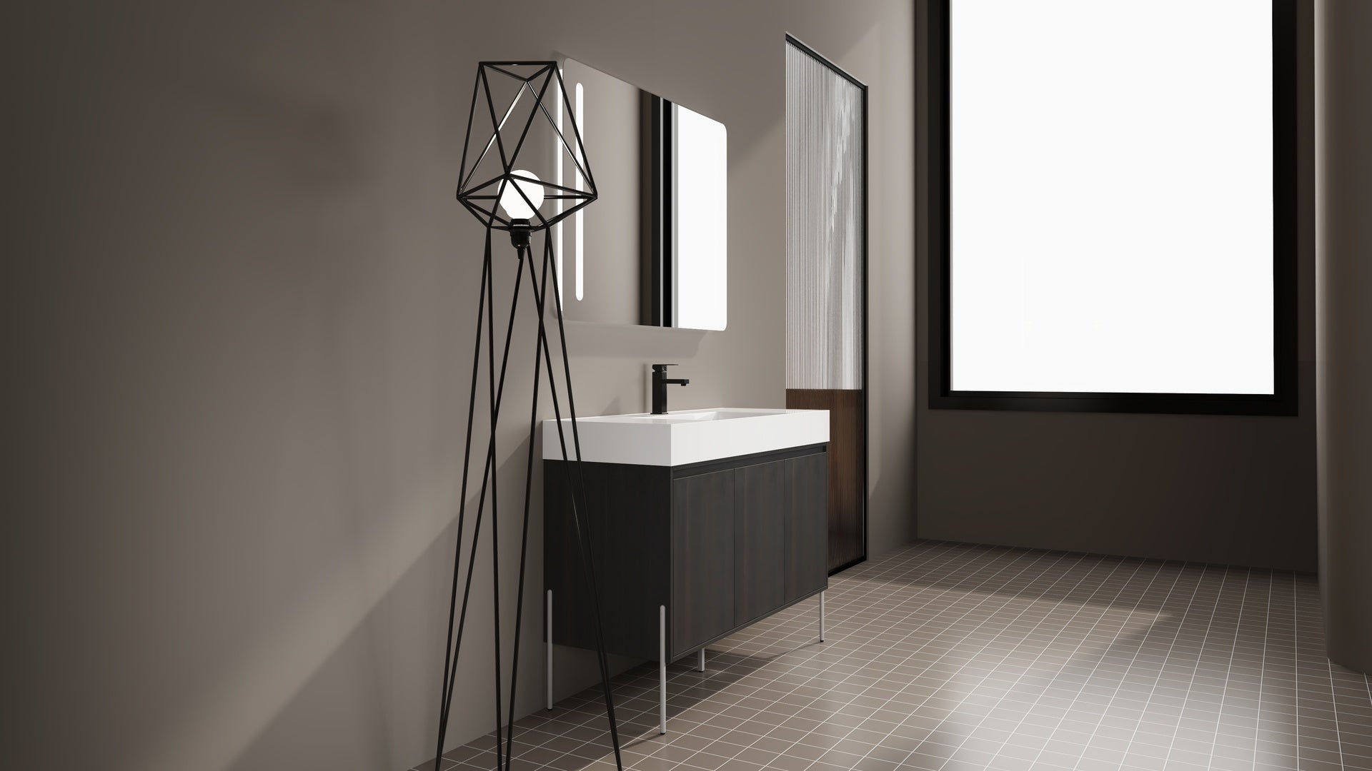 48" Freestanding Bathroom Vanity with Resin Sink, Storage Cabinet with Soft Closed Doors (KD-Package)