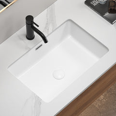 Rectangular Undermount Bathroom Sink -22 *15 inch Vessel Sink,Undermount Bathroom Sink Rectangle, White Ceramic Lavatory Vanity Basin with Overflow