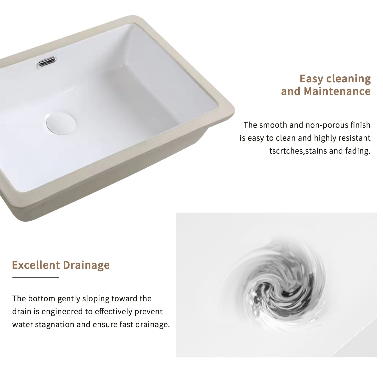 Rectangular Undermount Bathroom Sink -22 *15 inch Vessel Sink,Undermount Bathroom Sink Rectangle, White Ceramic Lavatory Vanity Basin with Overflow