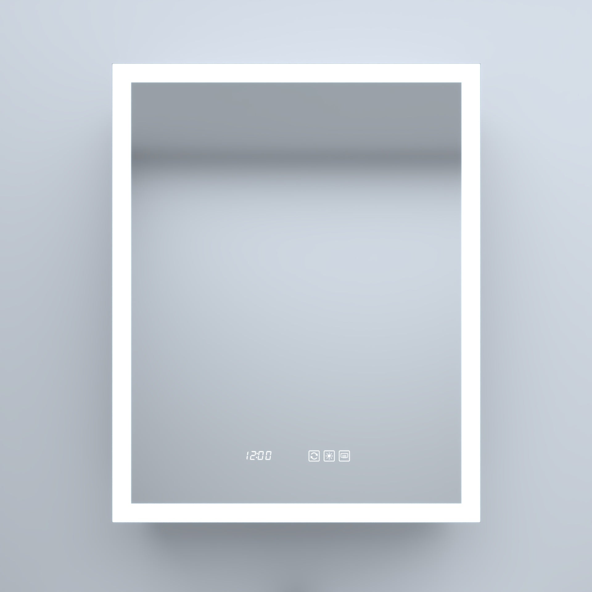 24 in. W x 30 in. H Rectangular Silver Aluminum Recessed/Surface Mount Right Medicine Cabinet with Mirror LED and Clock