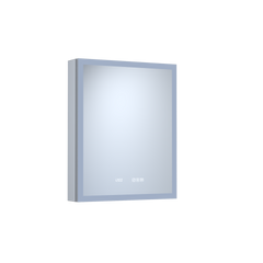 24 in. W x 30 in. H Rectangular Silver Aluminum Recessed/Surface Mount Right Medicine Cabinet with Mirror LED and Clock