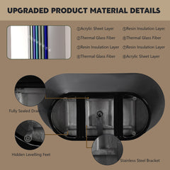 59" Acrylic Freestanding Bathtub, Stand Alone Soaking Tub, Glossy Black Acrylic, Toe-tap Chrome Drain, cUPC Certified