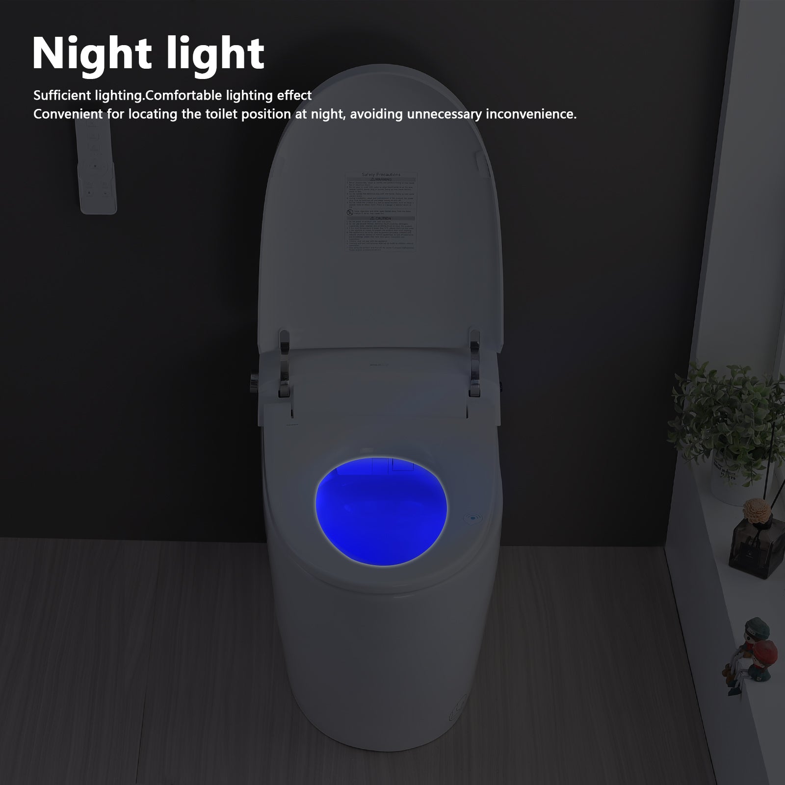 Smart Toilet Bidet Combo with Self-Cleaning Nozzle, Heated Seat, Night Light, Knob Control, Power Outage Flushing, Soft Close, Auto Flush, with Remote Control
