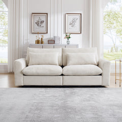 Beige Corduroy Sofa Couch, Deep Seat Couches for Modern Living Room/Apartment/Office