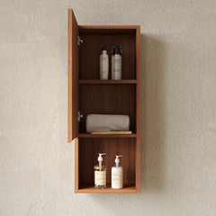 MITCH 35" Tall Bathroom Wall Mounted Cabinet, Narrow Storage Cabinet with Door and Shelves, Suitable for Small Spaces, Applicable to Bathroom, Living Rooms and Laundry,  Brown Oak Woodgrain Color