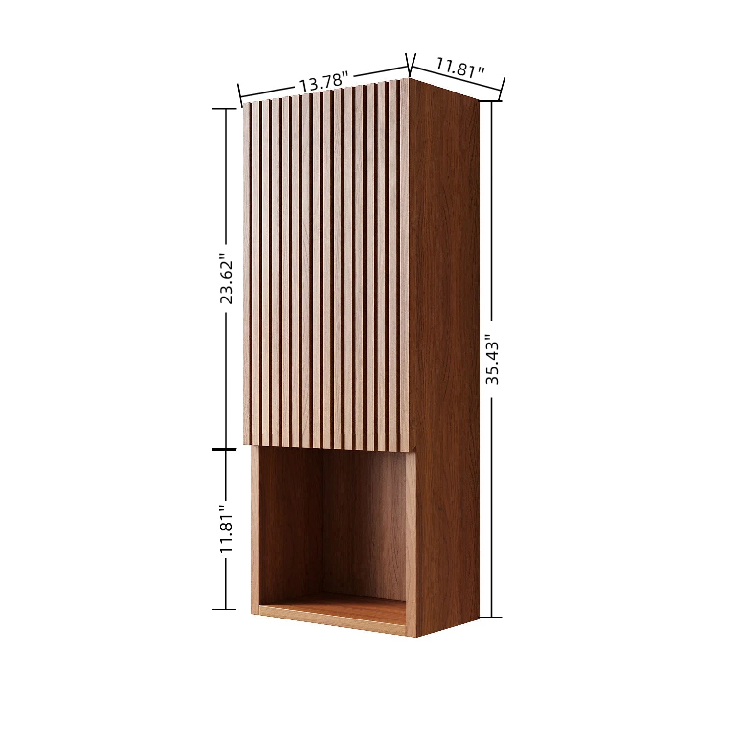 MITCH 35" Tall Bathroom Wall Mounted Cabinet, Narrow Storage Cabinet with Door and Shelves, Suitable for Small Spaces, Applicable to Bathroom, Living Rooms and Laundry,  Brown Oak Woodgrain Color