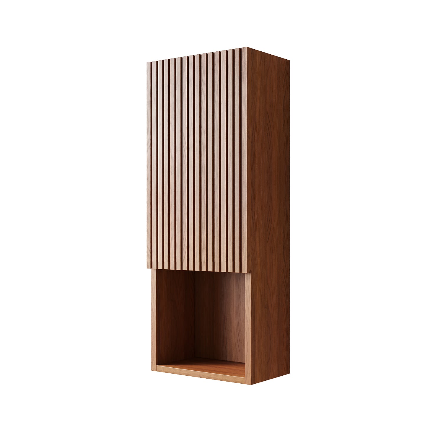 MITCH 35" Tall Bathroom Wall Mounted Cabinet, Narrow Storage Cabinet with Door and Shelves, Suitable for Small Spaces, Applicable to Bathroom, Living Rooms and Laundry,  Brown Oak Woodgrain Color