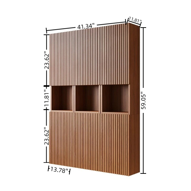 MITCH 41" Bathroom Wall Mounted Cabinet, Composed of 6 Cabinets with Doors, Can be Used in Combination or Individually, Suitable for Bathroom, Living Room, and Laundry, Brown Oak Woodgrain Color