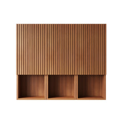 MITCH 41" Bathroom Wall Mounted Cabinet, Composed of 3 Cabinets with Doors and Open Compartments, Can be Used in Combination or Individually, Suitable for Bathroom, etc., Brown Oak Woodgrain Color