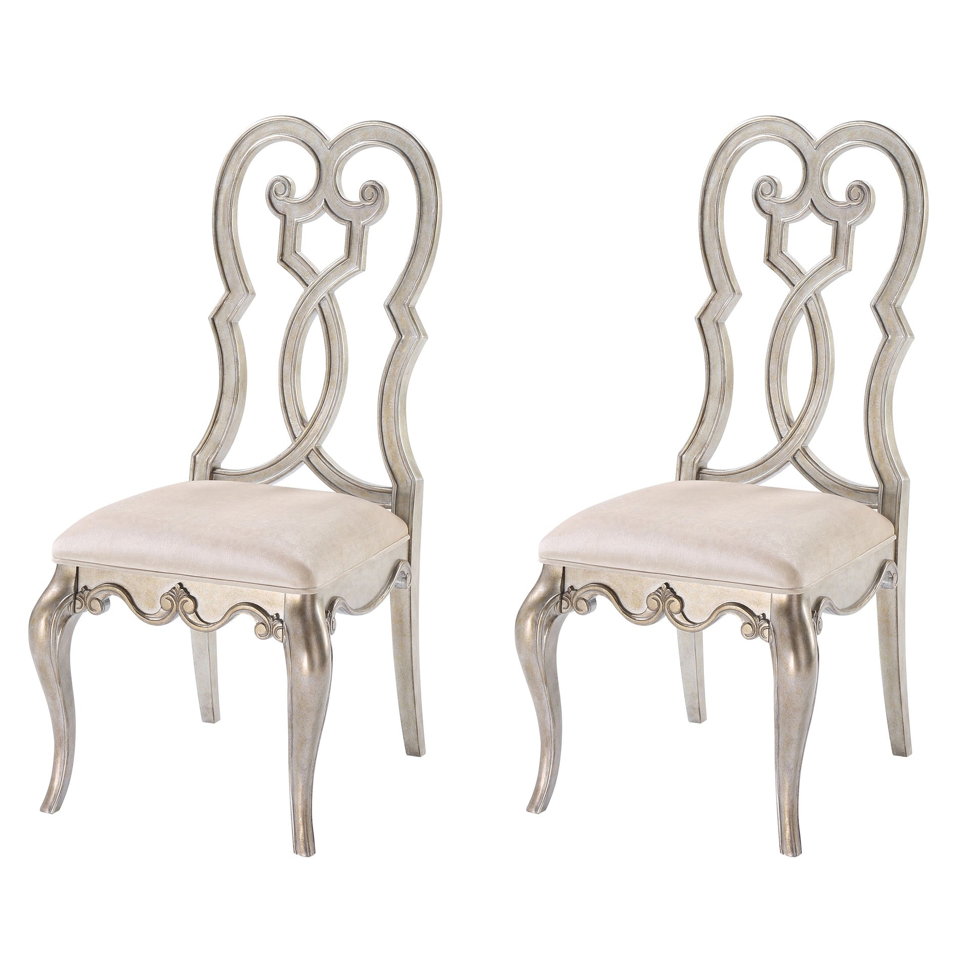 Ivory and Antique Champagne Side Chairs (Set of 2)