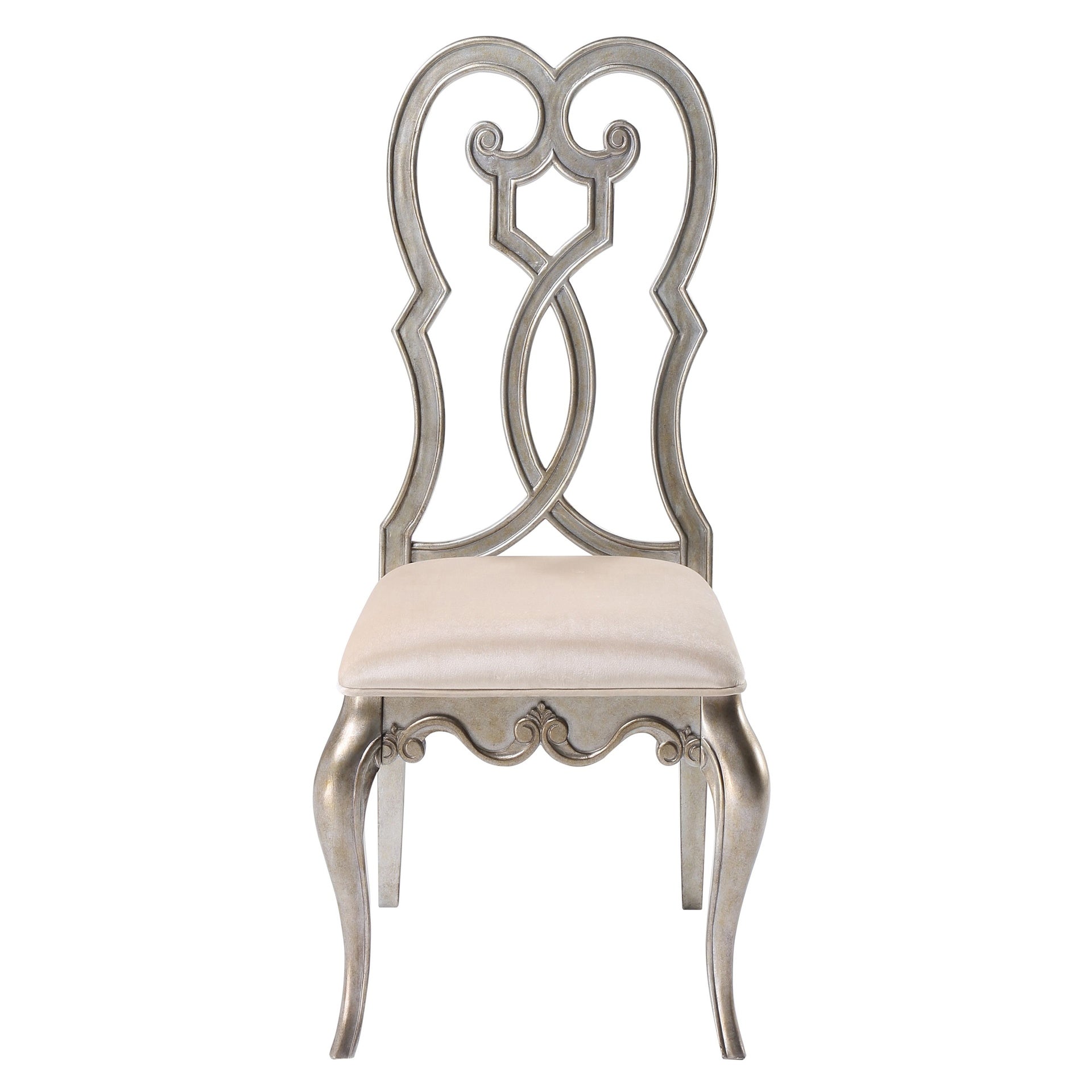 Ivory and Antique Champagne Side Chairs (Set of 2)