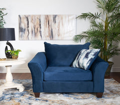 Camero Fabric Pillowback Arm Chair, Navy Blue