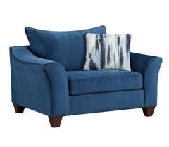 Camero Fabric Pillowback Arm Chair, Navy Blue