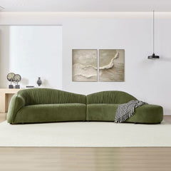 145.67'' Mid-Century Upholstered Comfy Couch with Facing Chaise Right for Livingroom,Bedroom, Apartment, Home Office GREEN
