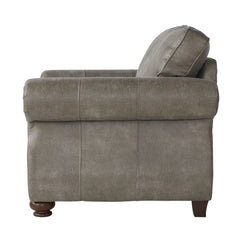 Leinster Faux Leather Upholstered Nailhead Chair and Ottoman