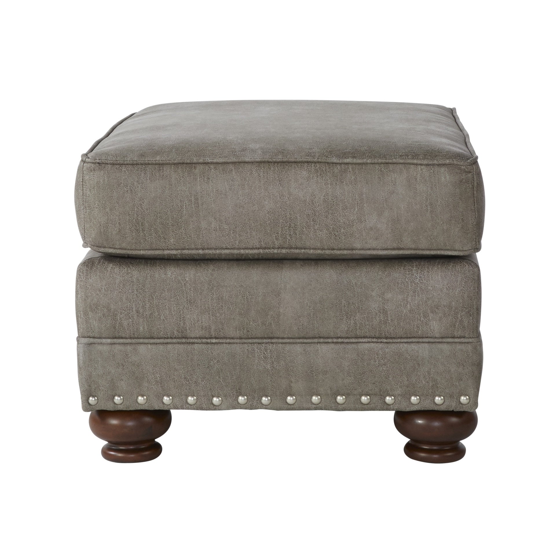 Leinster Faux Leather Upholstered Nailhead Chair and Ottoman