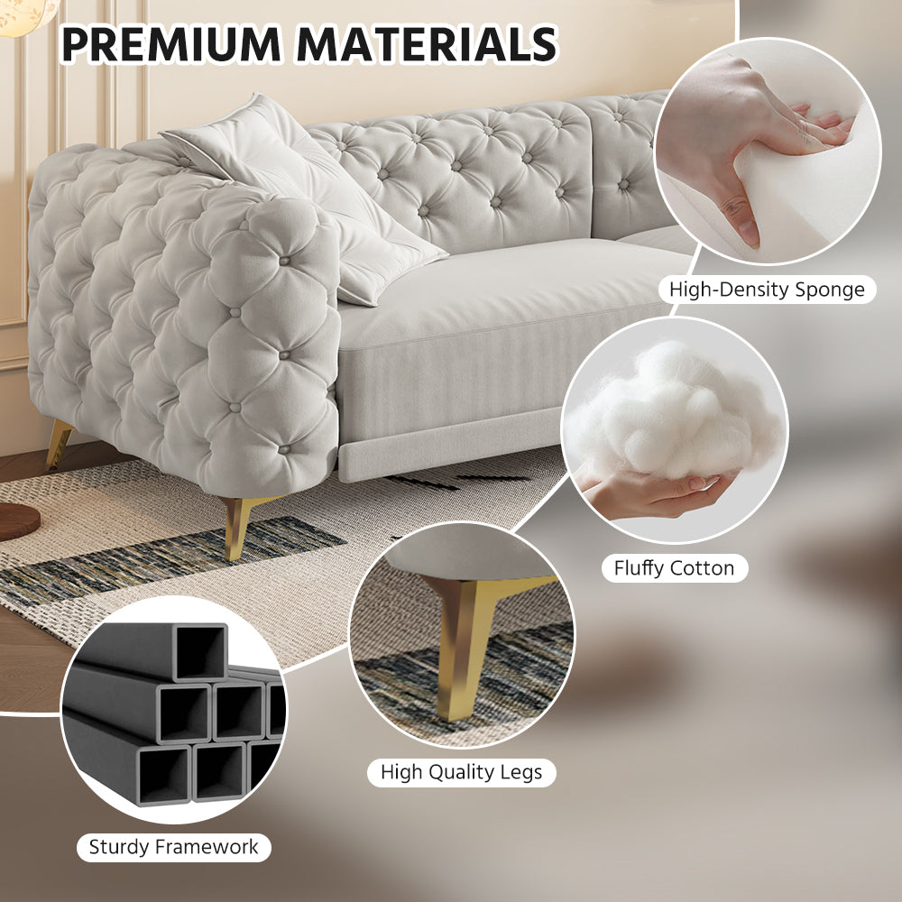 97.7" 3-in-1 Convertible Sleeper Sofa,28.4" Deep Seat Pull Out Sofa Bed,Button Tufted Modern Sofa,4-Seater Couch with Movable Ottoman  for Apartment,Office,Bedroom,Light Grey(NEW SKU:W1885S00300)