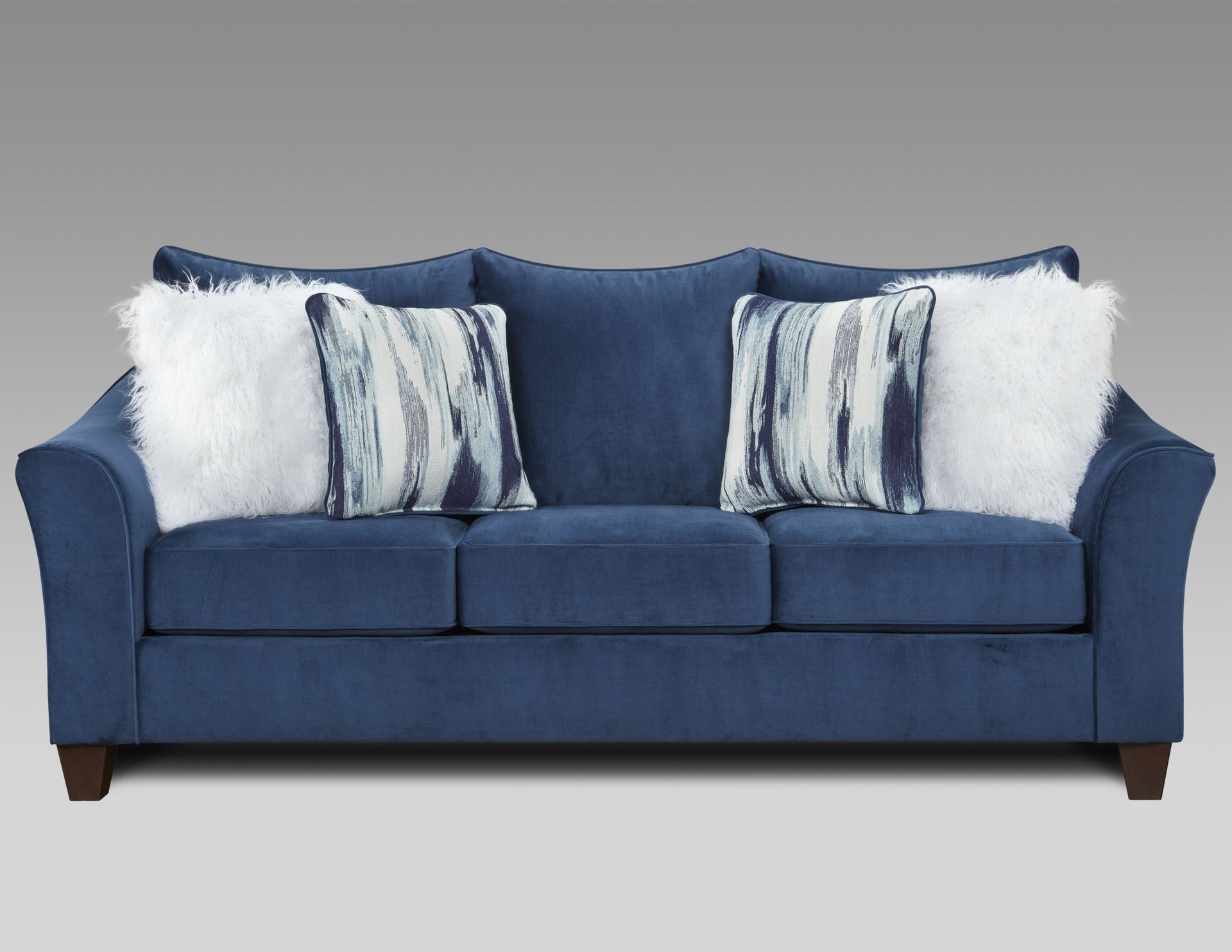 Camero Fabric Pillowback 2-Piece Living Room Set, Sofa and Loveseat, Navy Blue