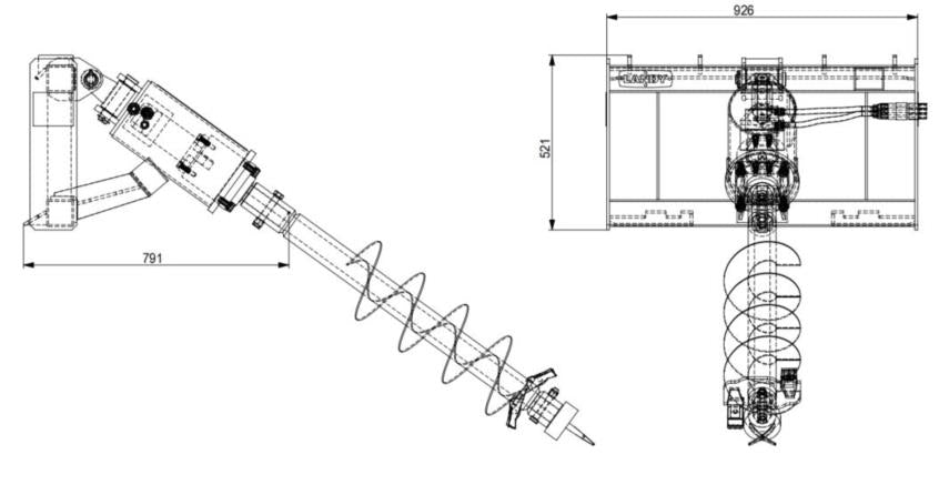 Skid Steer Small Loader Post Hole Auger Drive Attachment, 12" Diameter Auger, 46" Drilling Depth